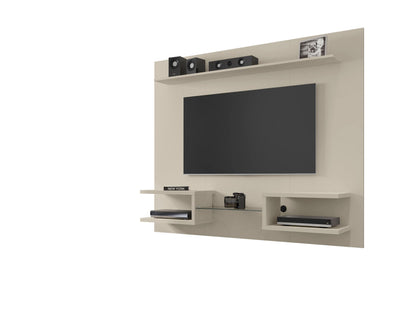 Meuble TV mural flottant moderne Augusta – Beige/Crème Brillant