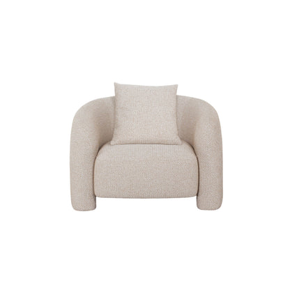 Fauteuil d'appoint en tweed et pin Chloe - Beige
