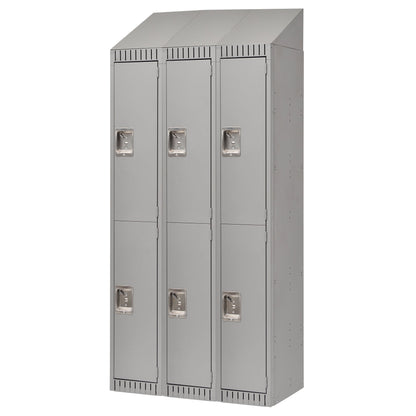 Assembled Lockers, 2 -tier, Bank of 3, 36" x 18" x 72", Steel, Grey, Rivet (Assembled)