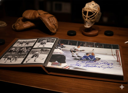 Johnny Bower & Bobby Hull Dual Signed 8x12 Photograph