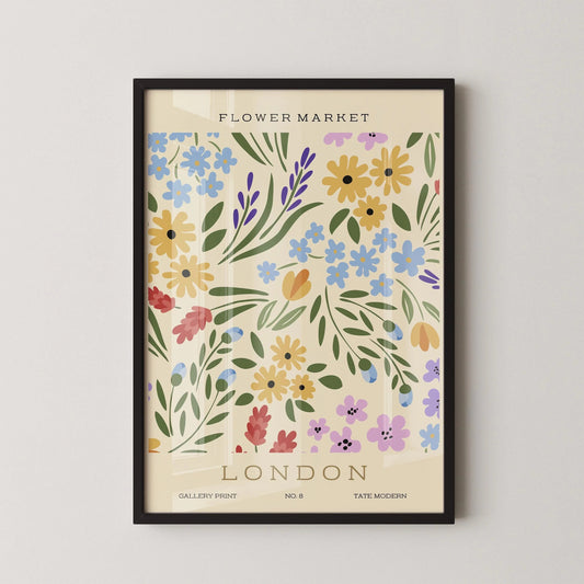 Flower Market - London | Modern Botanical Art Exhibition Print (available handframed or unframed)