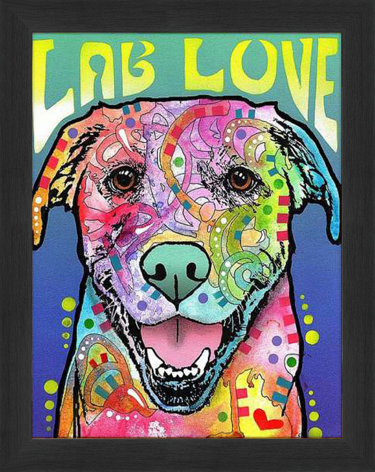 Lab Love Colorful Framed Canvas Wall Art (33.5x23.5)