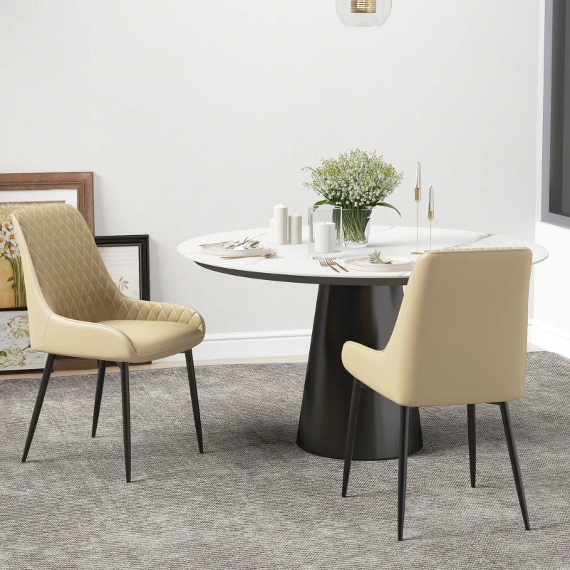 Chaises de salle à manger modernes Blake avec capitonnage en losanges et pieds en acier – Lot de 2 – Kaki