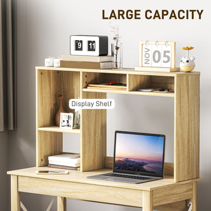 Bureau informatique Sloan avec surmeuble et étagères de rangement - Chêne