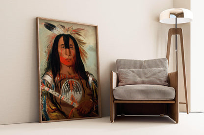 George Catlin - Blood Leader Stu-mick-o-s√∫cks | Famous Native American Aboriginal First Nations Art