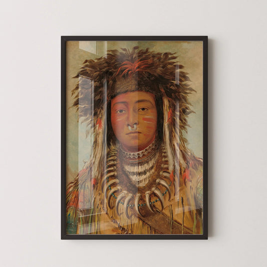 Impression d'art Chef enfant ojibwé : Portrait d'Amérindien de George Catlin