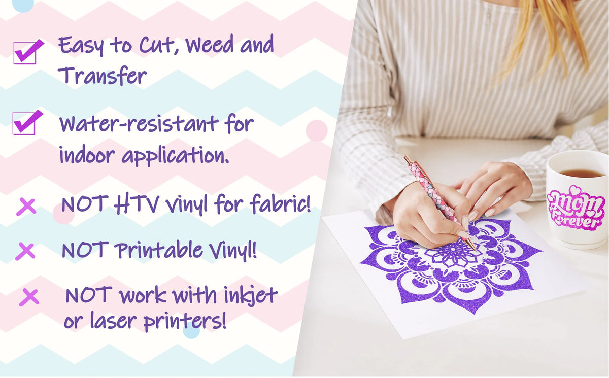 Vinyle adhésif à paillettes TeckWrap - Bleu pervenche | Durable et facile à découper | Parfait pour les projets d'artisanat !