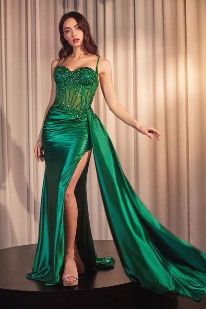 ROBE AJUSTÉE EN DENTELLE ET SATIN ORNÉE