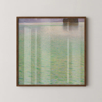 Gustav Klimt - Impression L'île sur l'Attersee : Scène paisible du lac vert