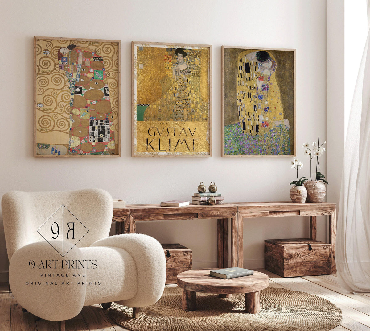 Lot de reproductions d'art de Gustav Klimt : Le Baiser, Adele Bloch-Bauer, L'Étreinte