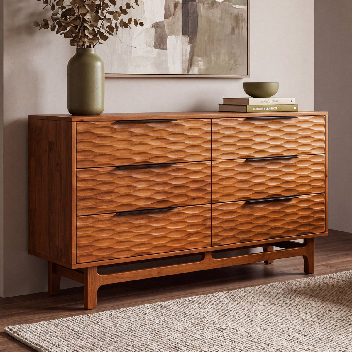 Elara Solid Wood Dresser with 6 Drawers