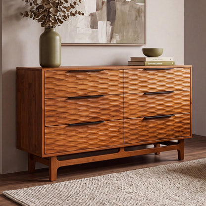 Elara Solid Wood Dresser with 6 Drawers