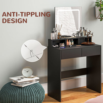 Zee Makeup Vanity Desk with LED Lights-Black