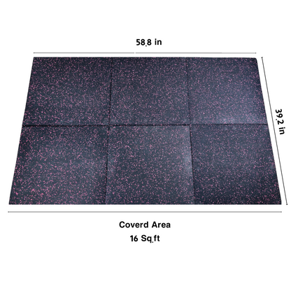 HAJEX Hard Floor Mats for Gym - Pack of 6