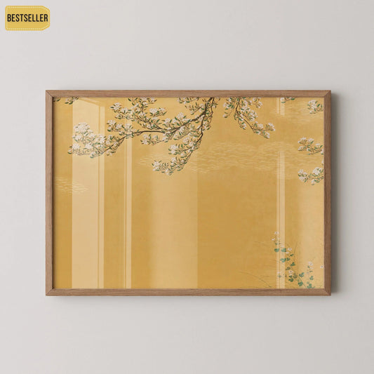 Cherry Blossoms Japanese Woodblock Print: Vintage Hasegawa School Giclee Art