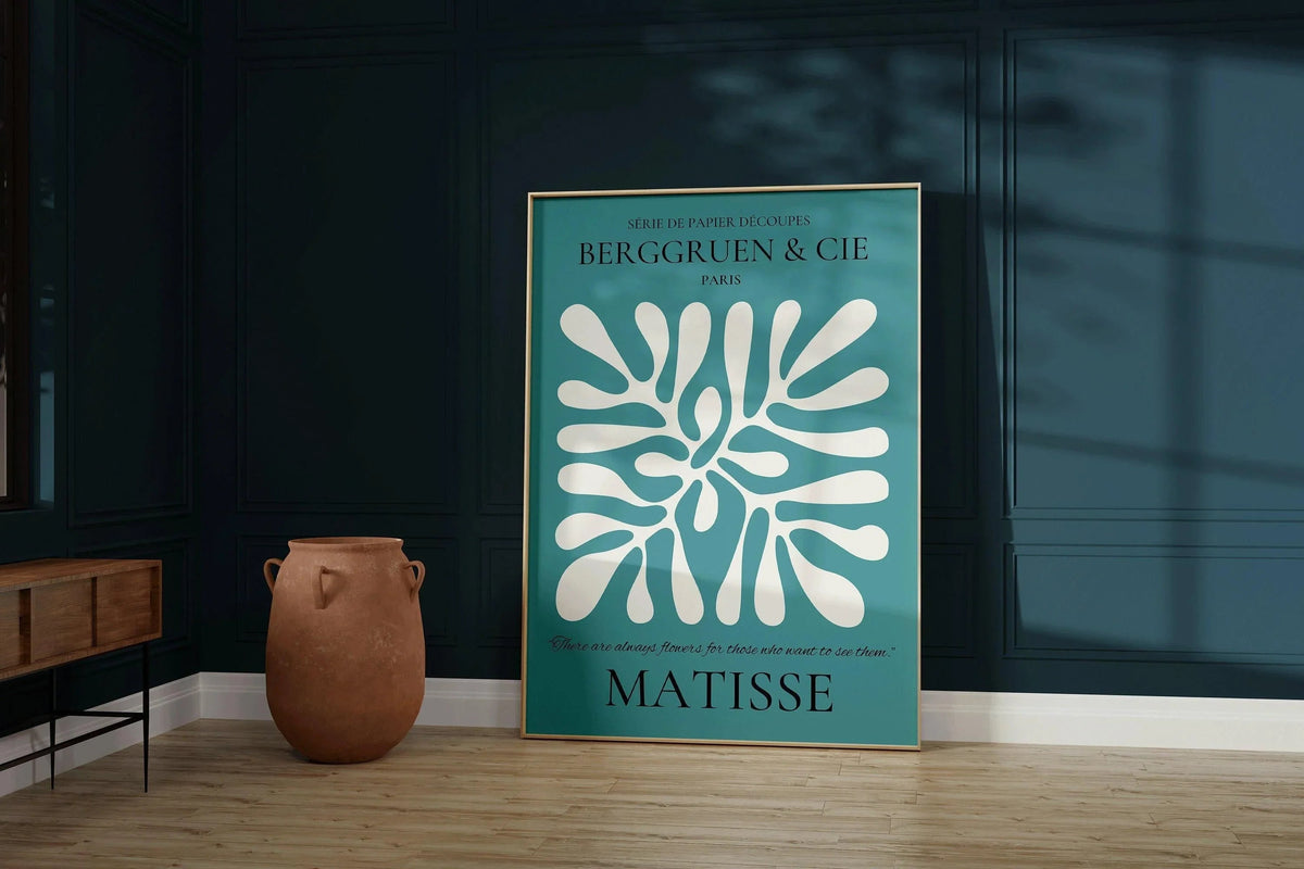 Henri Matisse Leaf Print: Teal Exhibition Poster, Museum Quality
