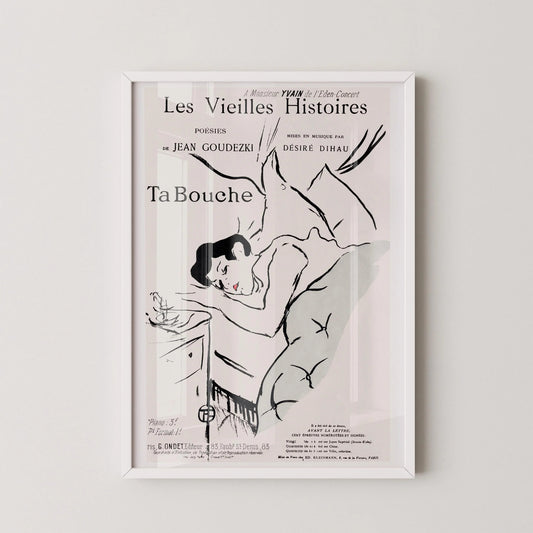 Henri Toulouse Lautrec - Ta Bouche | Famous Sketch Neutral Art Poster (available handframed or unframed)