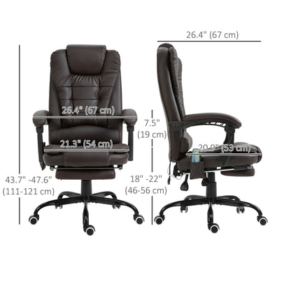 Chaise de bureau exécutive Declan avec massage à 7 points et fonctions d'inclinaison - Marron
