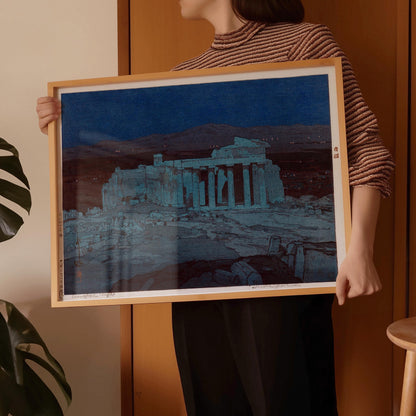 Estampe de Hiroshi Yoshida : Ruines antiques d'Athènes, estampe japonaise sur bois