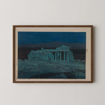 Estampe de Hiroshi Yoshida : Ruines antiques d'Athènes, estampe japonaise sur bois