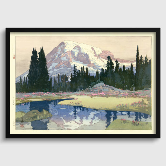 Hiroshi Yoshida Mount Rainier Print: Vintage Japanese Woodblock Art