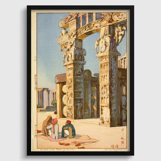 Hiroshi Yoshida Print: Japanese Woodblock Art - Gate to the Stupa at Sanchi