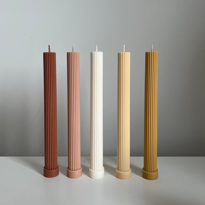 Ribbed Soy Wax Taper Candle: Unscented Event Decor