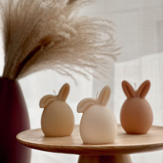 Bougie œuf Lapin de Pâques : Décoration printanière en cire de soja faite à la main