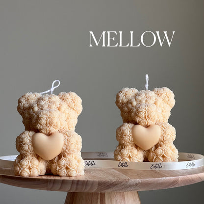 Bougie Cœur Ours en Peluche : Pilier Sculptural en Cire de Soja