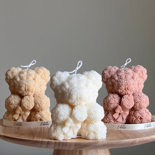 Bougie ours en peluche en cire de soja : Bougie bouquet sculpturale