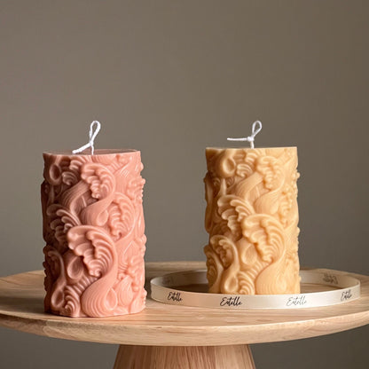 Wave Pillar Soy Candle: Handmade Decorative Unscented Candle