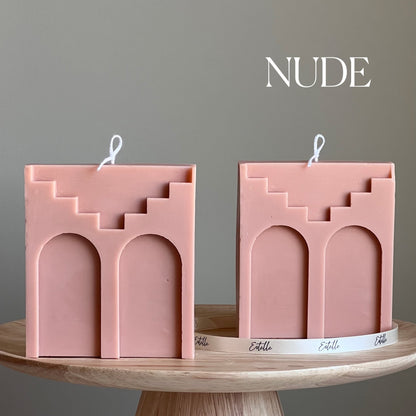 Bougie double arche en cire de soja : bougie décorative artisanale sans parfum