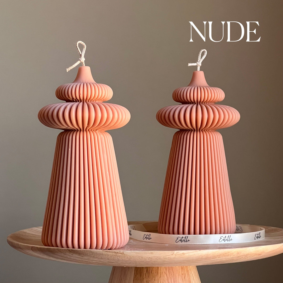 Large Ribbed Soy Pillar Candle | Sculptural Home Decor