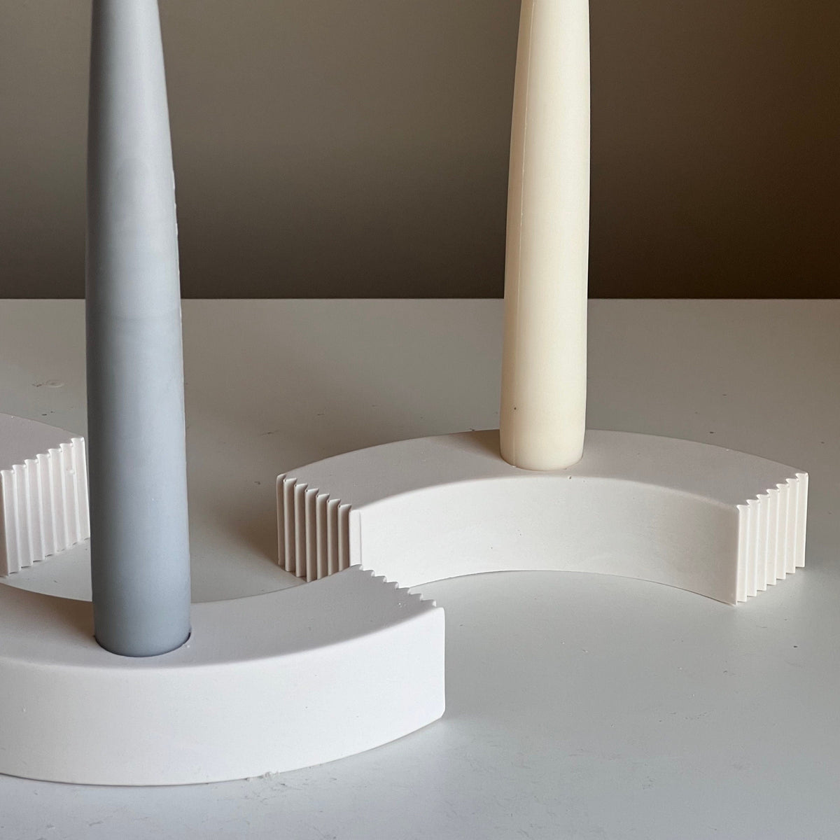 Minimal Jesmonite Candlestick Holder: Geometric Taper Candle Decor