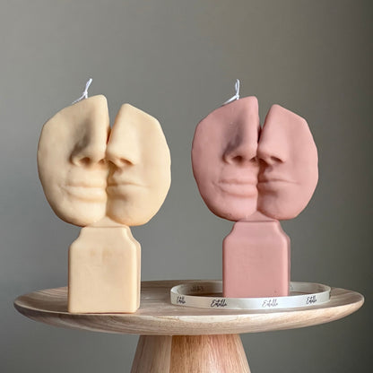 Couple Soy Candle: Handmade Decorative Pillar Candle