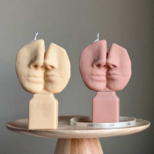 Bougie pilier décorative faite main : Bougie de soja pour couple