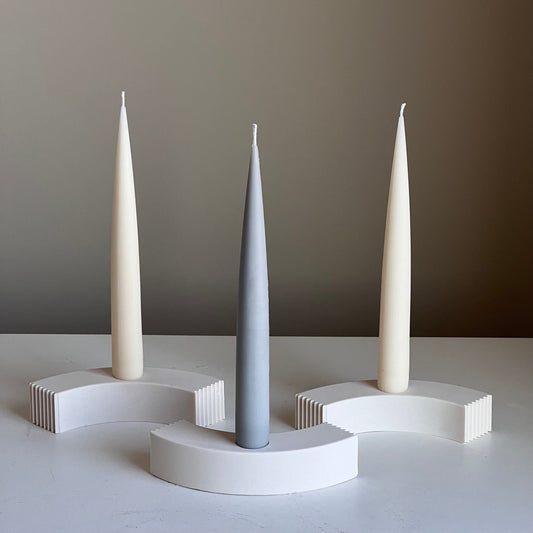 Bougeoir Minimaliste en Jesmonite : Décoration Géométrique pour Bougie Conique