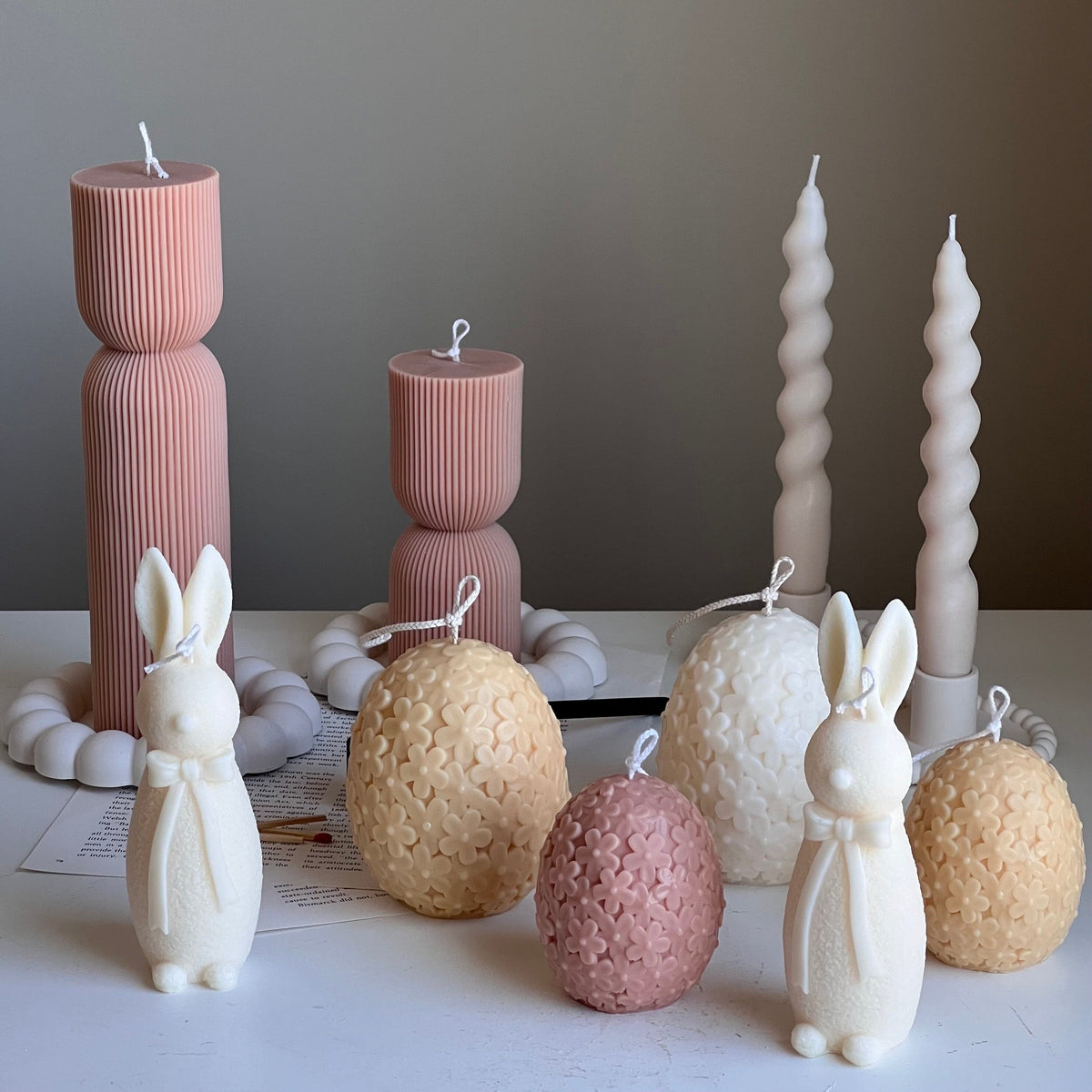 Easter Flower Egg Candle: Handmade Soy Wax Spring Decor