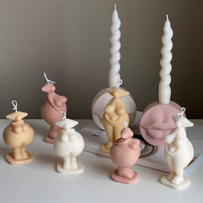 Curvy Body Soy Candle: Handmade Woman Torso Sculpture