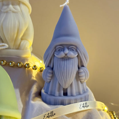 Bougie Père Noël coulée à la main : Décoration festive en cire de soja de Noël