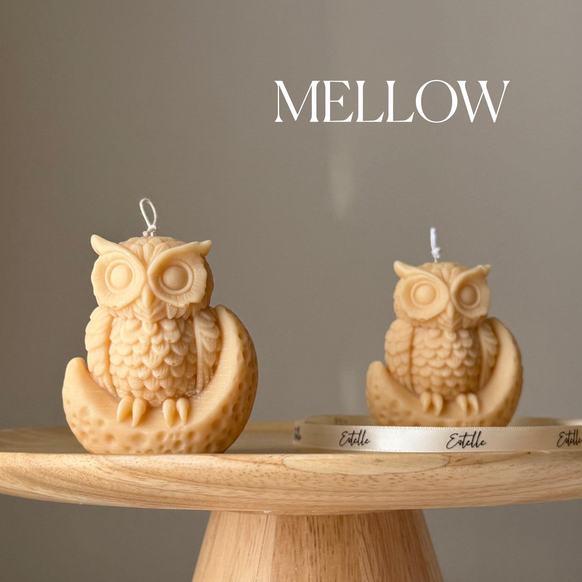 Bougie en Soja Hibou Lunaire : Décoration Sculpturale Faite à la Main