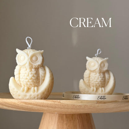 Bougie en Soja Hibou Lunaire : Décoration Sculpturale Faite à la Main