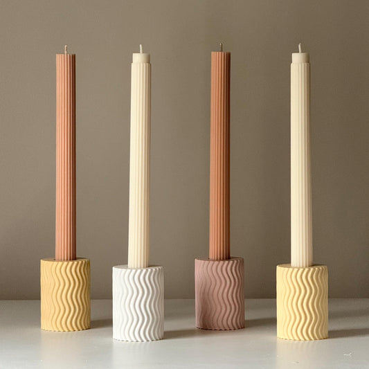 Bougeoir Vague Sculptural, Décor Minimaliste en Jesmonite