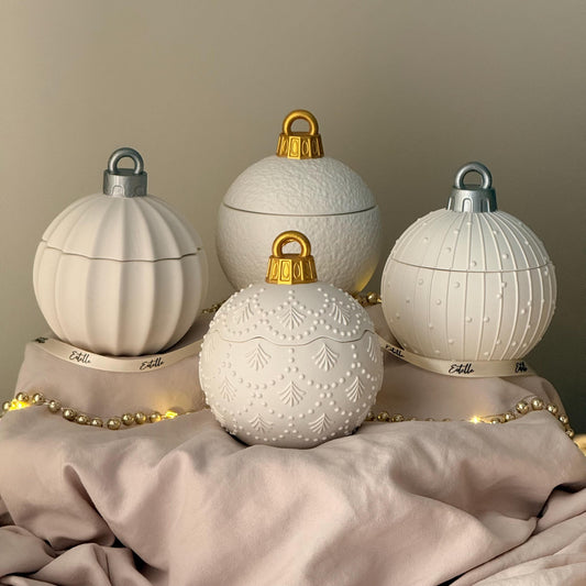 Huge Winter Ornament Bauble Candle – Sculptural Holiday Decor, Handcrafted Soy Wax Candle