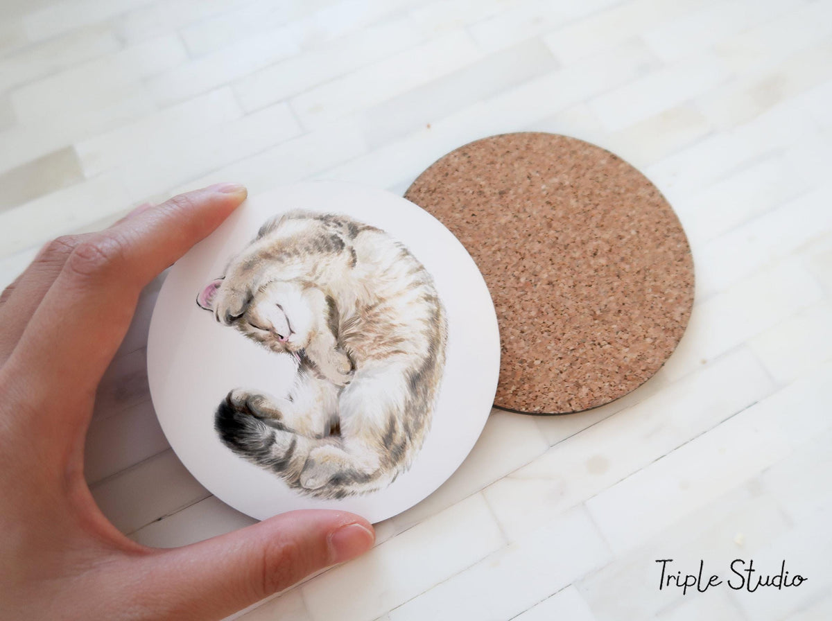 Sleepy Vibes Cat Coaster