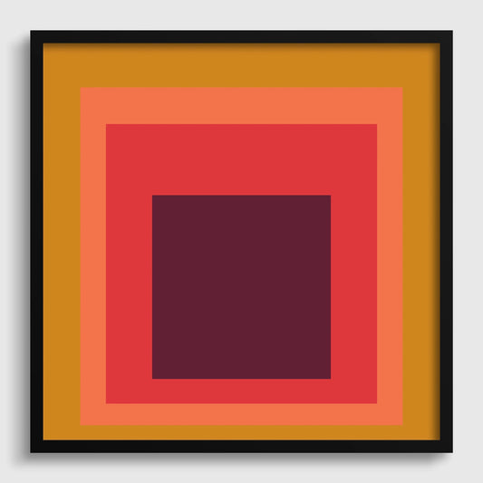 Inspiré par l'estampe numérique « Split Peach » de Josef Albers : Art moderne du milieu du siècle « Hommage au carré »