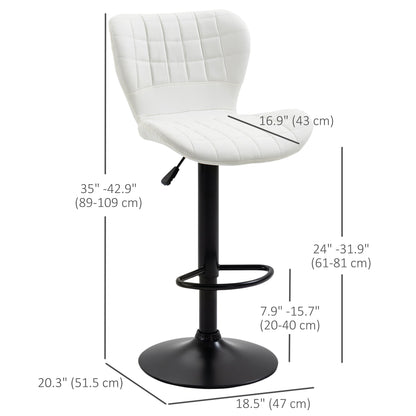 Avion Counter/Barstools with Adjustable Height and Swivel-Set of 2-White