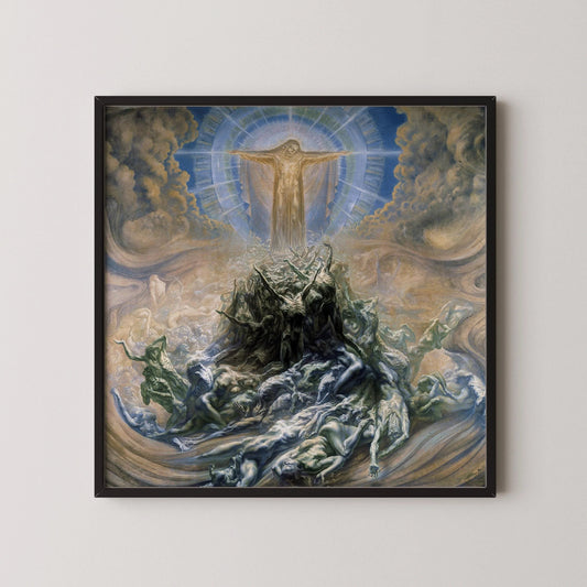 Jean Delville "Mon de Dieu" Giclee Art Print: Esoteric Symbolism, Beige Monochrome