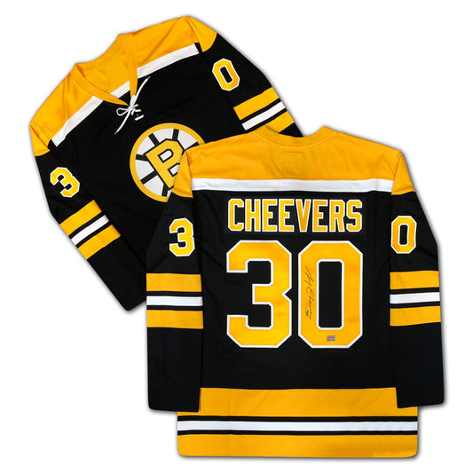 MAILLOT NOIR DES BRUINS DE BOSTON AUTOGRAPHIÉ PAR GERRY CHEEVERS