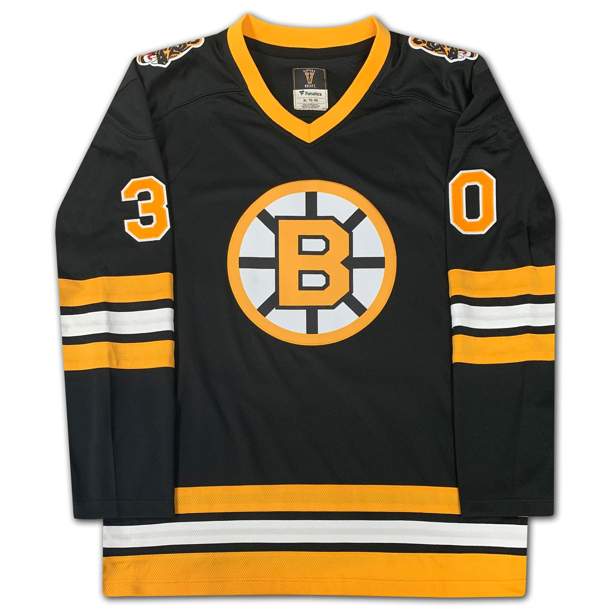 MAILLOT NOIR DES BRUINS DE BOSTON AUTOGRAPHIÉ PAR GERRY CHEEVERS